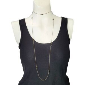 Vintage Gold chain with Black Onyx 25" Long